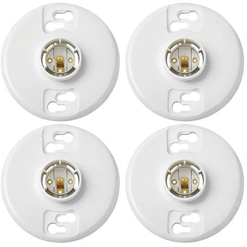 4 Pcs 660w 250v Medium Base E26 Lampholder 1-piece Keyless Top Lamp Holder Ceiling Light Sockets White Phenolic Bulb Socket Incandescent Fluoresce...