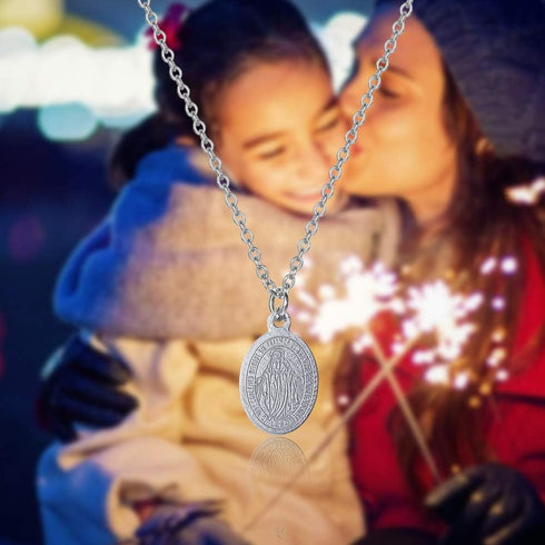 DanLingJewelry 100 pcs 304 Stainless Steel Virgin Mary Oval Miraculous Medal Charms Pendants for Jewelry Making 14x9mm...