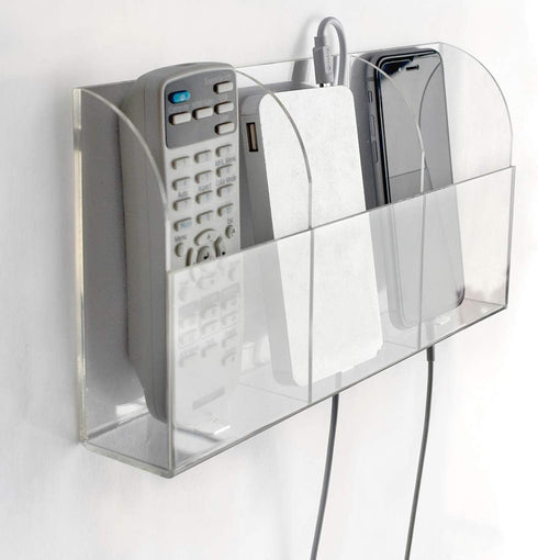 VANCORE Clear Wall Mounted Charging Phone Holder Smart Phone Station TV Remote Control Holder Wall Box (3 Holes)......