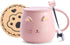 Pink Ceramic Coffee mug Cute Cat Handmade Tea Cups with Stainless Steel Spoon Kitty Cup Unique Hot chocolate Novelty mugs Christmas Birthday for G...