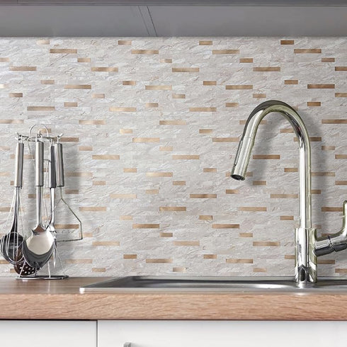 DICOFUN Marble Look Peel and Stick Backsplash Wall Tile, Light Brown PVC Kitchen Backsplash Peel and Stick...