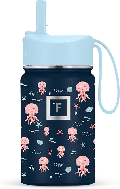 IRON °FLASK Kids Water Bottle - Straw Lid, 20 Name Stickers, Vacuum Insulated Stainless Steel, Double Walled Tumbler Travel Cup, Thermos Mug - Ink...