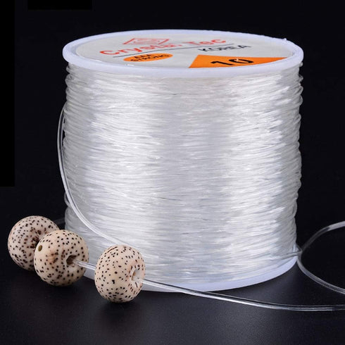 ZYAMY 0.5mm Beading Thread Transparent White Elastic Thread String Beading Cord Crystal Stretch Bracelet String for Beads Jewelry Making, 1 Roll 3...