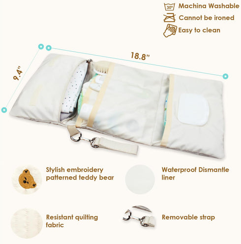 Baby Bag Organizer, Portable Baby Stroller Mini Diaper Bag Handbag Travel Set with, Quilted Baby Bag with Stroller Straps and Foldable Newborn Bab...