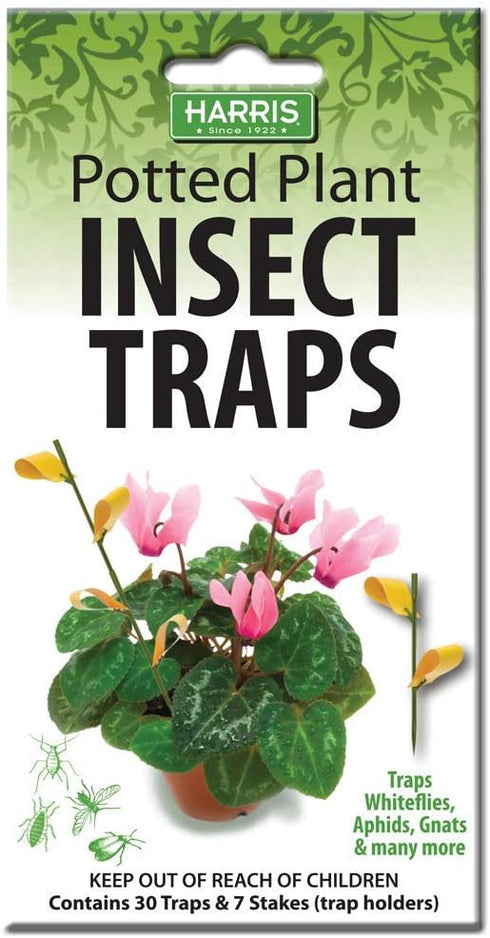 Harris Potted Plant Insect Traps for Gnats, Aphids, Whiteflies and More (30 Traps, 7 Stakes)...