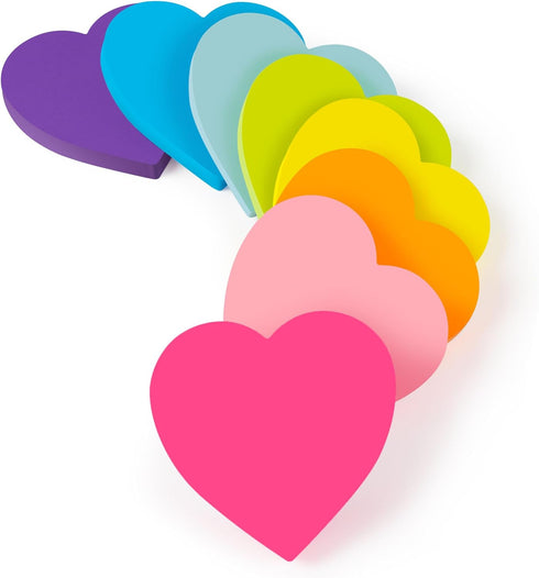 Heart Sticky Notes 3x3 in, 8 Pads, Super Cute Bright Color Strong Adhesive Post, Clean Removal, 82 Sheets/pad...