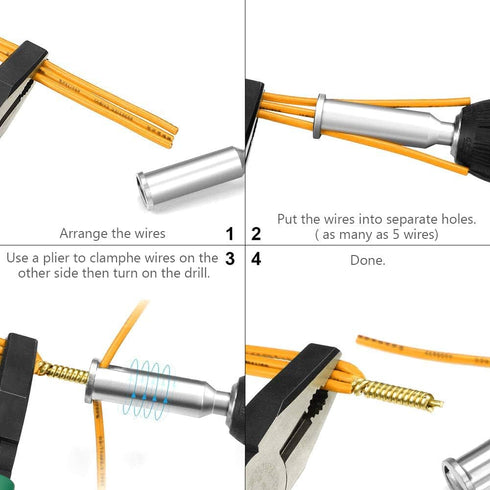 Wire Twisting Tools, 2.5/4 Flat 3 Lines & 5 Lines Universal Electrical Cable Quick Connector Wire Twister with Wire Stripper Expansion Adapter for...