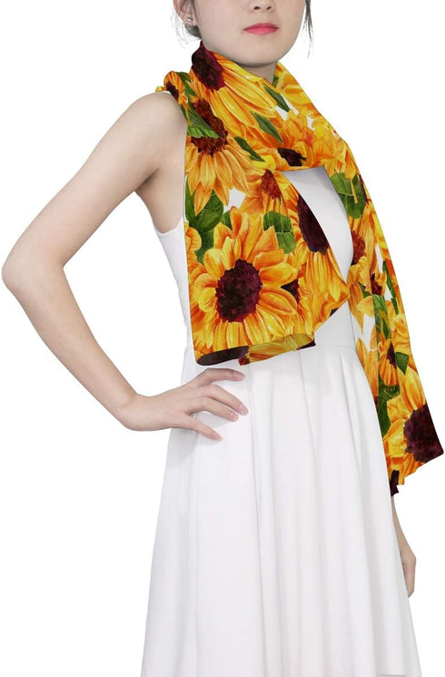 ALAZA Long Silk Like Scarf for Women Watercolor Sunflower Floral Yellow Large Head Wrap Stole...