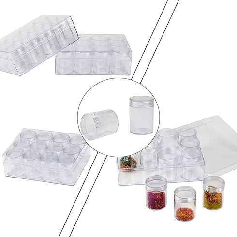 2 X 12 Pieces Bead Storage Container Embroidery Diamond Storage Organizer Box, Clear Painting Jewelry Earring Sewing Nail Storage Jars with Screw ...