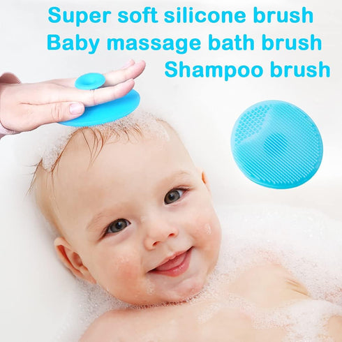 Baby Hair Brush with Wooden Handle&Silicone Baby Cradle Cap Brush Set, for Newborns & Toddlers-Natural Soft Goat Bristles-Ideal for Cradle Cap-Per...