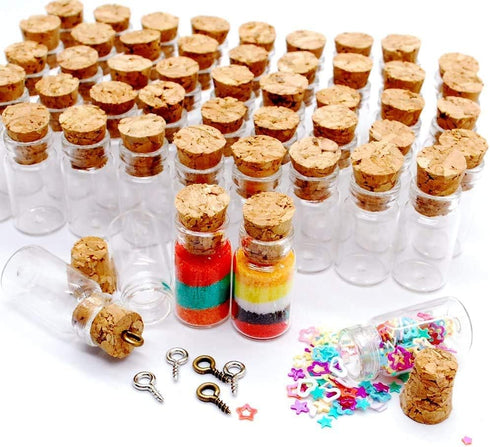 0.5ML Cork Bottles Vials Clear Glass Bottles Mini Tiny Jars Bottles With Corks Miniature Glass Bottle With Cork Empty Sample Jars Small,100 Botlle...