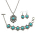Pingyongchang Bohemian Turquoise Jewelry Sets for Women Turquoise Pendant Necklace, Vintage Turquoise Dangle Earrings,Retro Turquoise Collar Neckl...