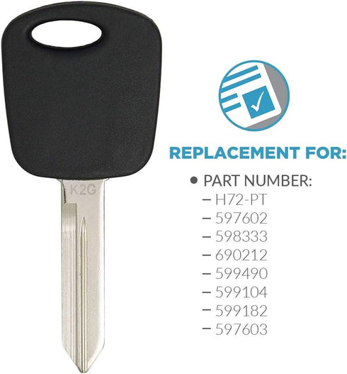 Keyless2Go Replacement for New Uncut Transponder Ignition Car Key H72...