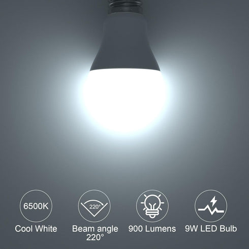 ORALUCE A19 LED Light Bulb, 60 Watt Equivalent, E26 Base LED Bulb 6500K Cool White, 9W Lightbulbs Non Dimmable, 900 Lumens, for Bedroom, Living Ro...
