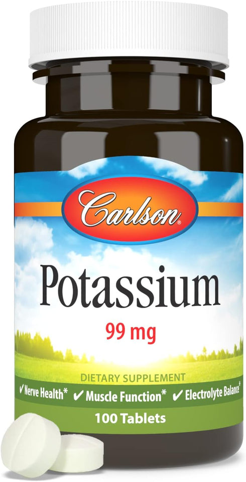Carlson - Potassium, 99 mg, Promotes Nerve Health & Muscle Function, 100 tablets...