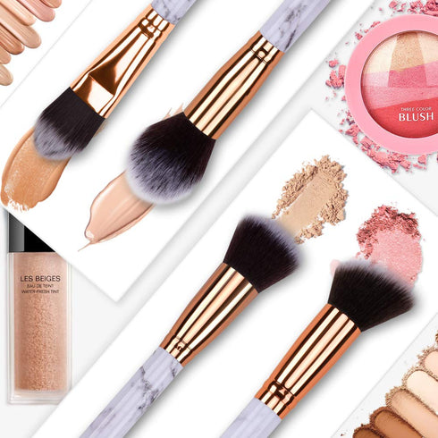 HEYMKGO Makeup Brushes Professional Marble Makeup Brush Set, Soft and Odor-free Natural Synthetic Bristles,10pcs Makeup Brush + 2 Makeup Sponge + ...