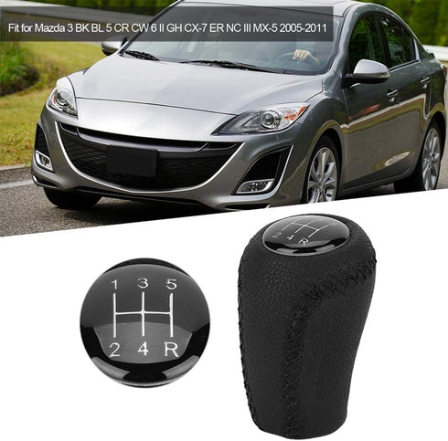 Qiilu 5 Speed Gear Shift Knob Car Gear Stick Knob Head for 3 BK BL 5 CR CW 6 II GH CX-7 ER NC III MX5 205-2011...