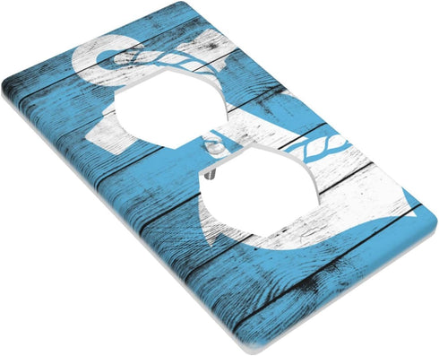 Board Nautical Anchor Single Duplex Outlet Light Switch Plate Cover Decor Wall Plate Cover For Home Bedroom Kitchen Decorative 4.5 * 2.76 Inch...