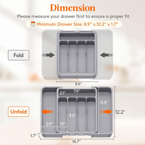 Lifewit Silverware Drawer Organizer, Expandable BPA Free Utensil Tray for Kitchen, Adjustable Flatware and Cutlery Holder for Spoons Forks Knives,...