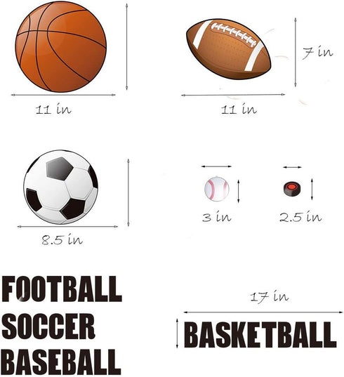 Runtoo Sports Wall Decals Kids Wall Stickers Soccer Baseball Football Hockey Basketball Boys Room Playroom Game Room Nursery Wall Décor...
