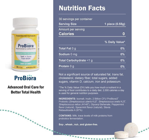 ProBiora Oral Probiotics for Teeth and Gums | Dental Probiotics for Improved Oral Health | Bad Breath Treatment for Adults | ProBiora3 Patented Pr...