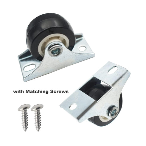 Floyutin 1 inch Rigid No-Swivel Plate Casters Small Rubber Wheels for Furniture and Workbench 6 Packs(Free Screws), Black (PVC)...