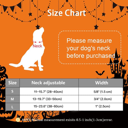 Halloween Dog Collar, Soft Comfy Halloween Themed Dog Collar with Spooky Ghost Skull Bat Cat Witch Tree Hat Pumpkin Pattern Halloween Dog Collar f...
