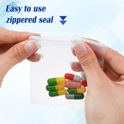 Pill Pouch Bags Zippered Pill Pouch Reusable Pill Baggies Clear Plastic Pill Bags Self Sealing Travel Medicine Organizer Storage with Slide Lock f...