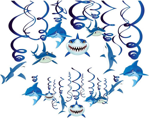 30PCS Shark Hanging Swirls Decorations - Summer Pool Decoration Under the Sea Party Decoration Ocean Theme Party Supplies Baby Shark Birthday Part...