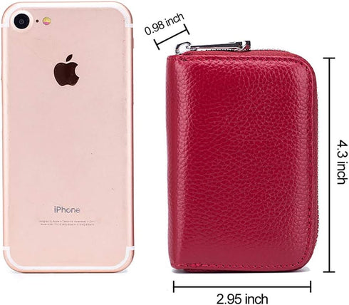 EASTNIGHTS RFID Credit Card Holder Genuine Leather Credit Card Wallet with Zipper...