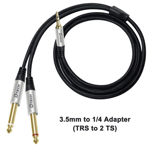DTECH 5ft 3.5mm to 1/4 Adapter Audio Stereo Cable TRS 1/8 to Dual Quarter Inch TS 6.35mm Y Splitter Guitar AMP Aux Cord for Headphones Jack Laptop...
