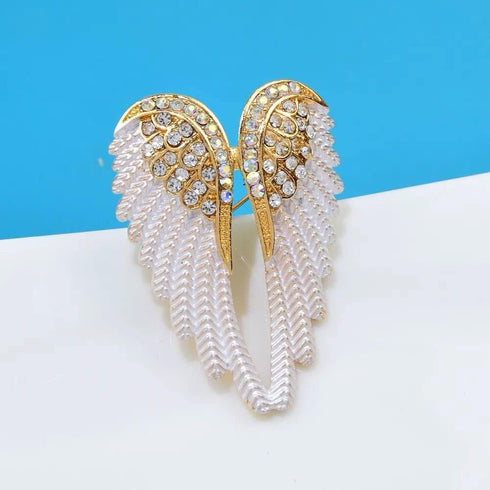 Angel Wing Lapel Brooch Pin for Women Girls Men Cubic Zirconia Crystal Enamel Fairy Elf Wings Pins Clip Shawl Dress Coat Suit Scarves Backpacks Br...