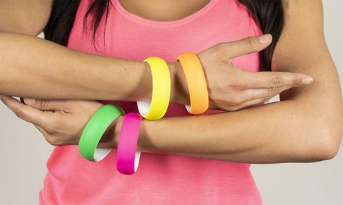 4 Pack 1980s Style Costume Bracelets 1" Soft Bangles...
