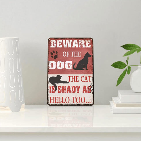 Beware of The Dog Tin Sign Funny Dog Warning Metal Signs Dog Signs for Yard Fence Guard Dog Sign Outdoor Decor 8x12 Inches...