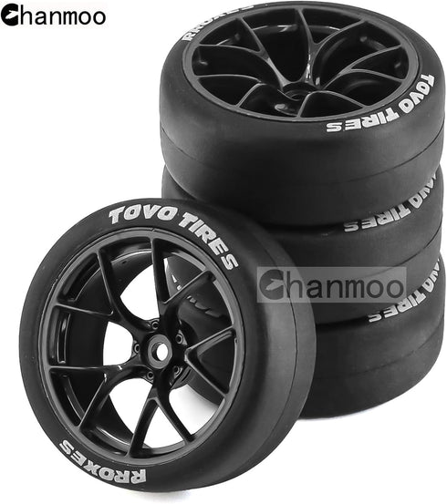 1/10 RC Rally On Road Car Tires and Hard Plastic Wheels Rims Drift Tyres 12mm Hex for 1:10 Scale RC Racing Car Tamiya Traxxas HPI KYOSHO XV02 XV01...