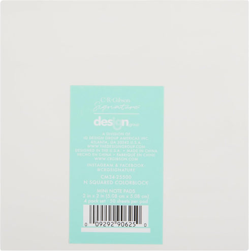 C.R. Gibson Mini Notepads, Squared Colorblock - 4 Pack Set, 50 Sheets per Pad - Stylish and Functional Stationery (CM34-25500)...