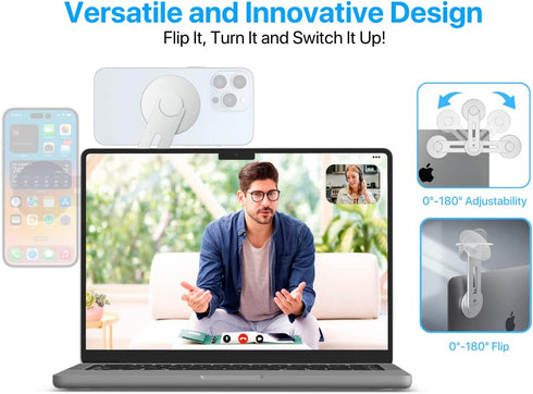 Afterplug Swivel Magnetic Phone Mount for iPhone 14/13/12 Series, MacBook, and iMac, with Continuity Support and 180-Degree Adjustable Angle...