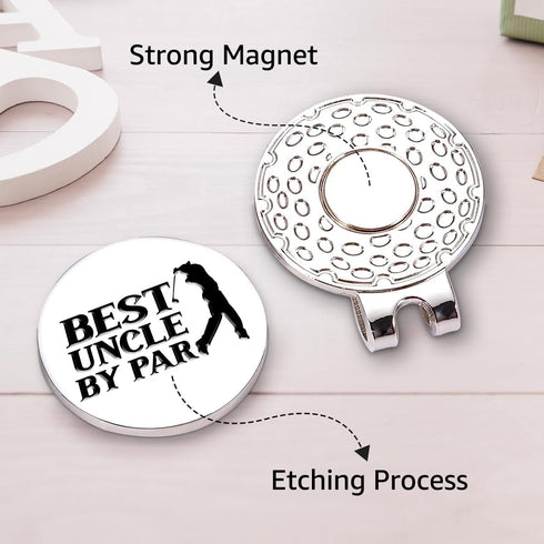 Best Uncle by Par Golf Ball Marker with Magnetic Hat Clip, Funny Golf Accessories and Golf Gifts for Men Uncle, Birthday for Golf Fan Golfer Golf ...