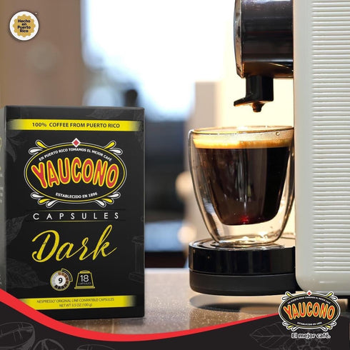 Yaucono Espresso Capsules, Dark Roast, 100 Percent Coffee from Puerto Rico Compatible with Nespresso Machines, 18 Count (Pack of 1)...