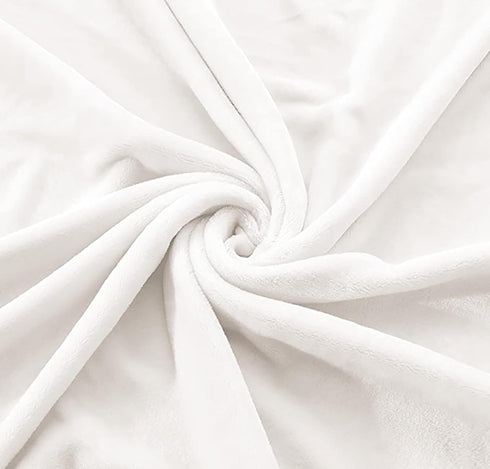 Exclusivo Mezcla Fleece Throw Blanket for Couch, Sofa, 300GSM Super Soft and Warm Blankets, Pure White Throw All Season Use, Cozy, Plush, Lightwei...