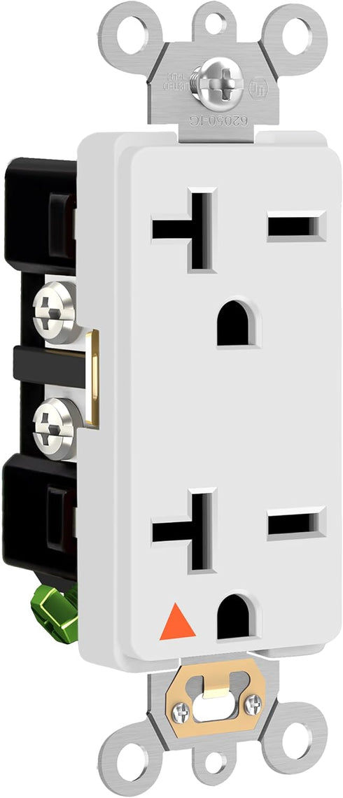 ENERLITES Isolated Ground Outlet, Industrial Grade Decorator Receptacle, 20A/250VA, 6-20R,62050-IG-W, White...