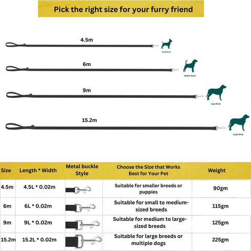 Dog Training Leash 50ft, 30ft, 20ft, and 15ft Long Leads, for Dog Training | Extra Long Line Dog Leash with Handle Great for Puppies & Dogs Traini...