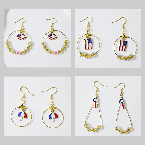 XKCWXY 415Pcs Earring Making Kit with Beading Hoop Earring Finding Component Accessories,Earring Hooks,Jump Rings,Earring Backs,American Flag Char...