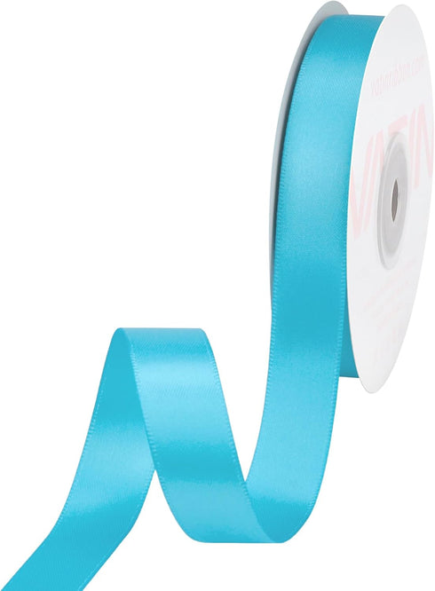 VATIN Double Face Copen Blue Satin Ribbon 5/8" Continuous 25 Yards,Blue Polyester Fabric Ribbon use for Bows Bouquet, Gift Wrapping, Floral Arrang...