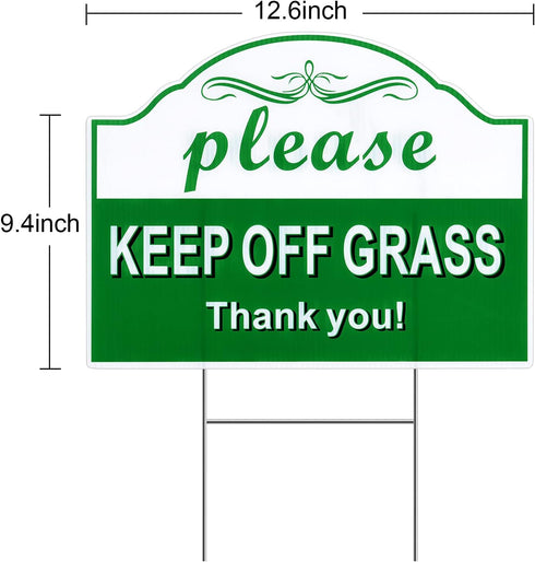 2 Pack Keep Off Grass Sign, Keep Dogs Off Sign for Lawn, 12.6"X9.4" Corrugated Plastic Double Sided with Metal Wire H-Stakes- Stay Off Grass Signs...