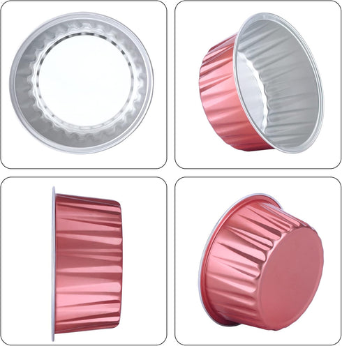 EUSOAR Mini Aluminum Pans with Lids, Pack of 30 Gold Bule Red 5oz Disposable Aluminum Foil Cupcake Liners Ramekins Baking Cups, Dessert Cups with ...