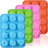 Newk Flower Heart Shape Chocolate Silicone Mold, 4 Packs 12 Cavity Candy Baking Mold for Parties, Festival and DIY Crafts - Green, Blue, Pink, Ora...