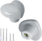 2pcs Ceramic Cabinet Knobs Light Grey Drawer Knobs, Heart Shaped Dresser Knobs Cute Kitchen Cabinet Pull Handles, Small Vanity Knobs Hardware Clos...