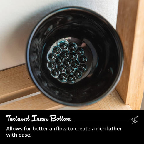 Ceramic Textured Shaving Bowl – Shave Soap & Shaving Cream Dish, Textured for Rich Lather (Black)...