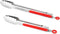 304 Stainless Steel Kitchen Cooking Tongs, 9" and 12" Set of 2 Sturdy Grilling Barbeque Brushed Locking Food Tongs with Ergonomic Grip, Red...